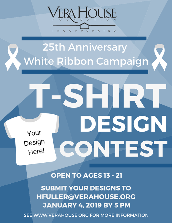 Vera House 25th Anniversary White Ribbon Campaign T-Shirt Contest